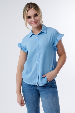 Top Flutter Sleeve Button Down