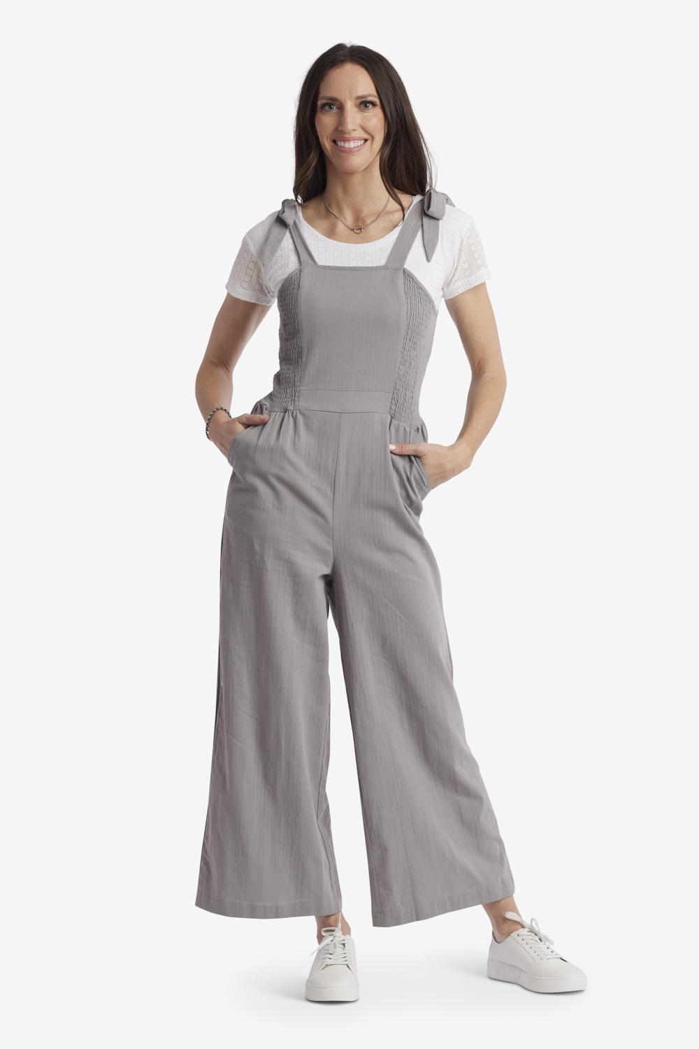 Amy Jumpsuit Wide Leg Tie Strap Smocking | Sweet Salt Modest Clothing