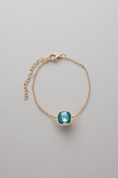 Bracelet Gold Blue/Green Pendant Square