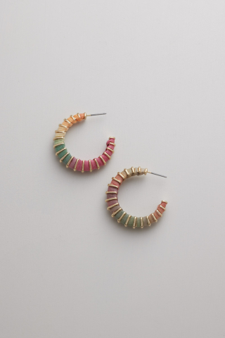 Earring Hoop Pink Yellow