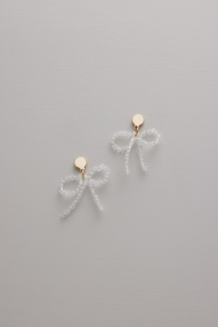 Earring Gold Beaded Bow