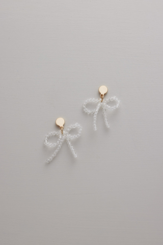 Earring Gold Beaded Bow