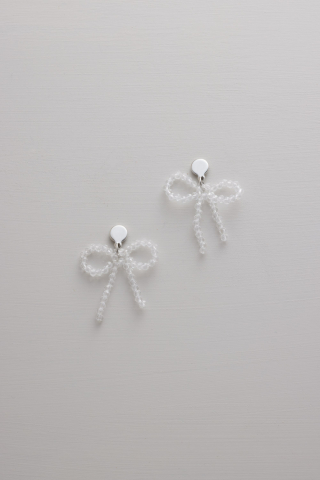 Earring Silver Beaded Bow