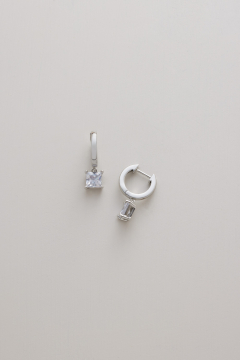 Earring Square Clear Glass