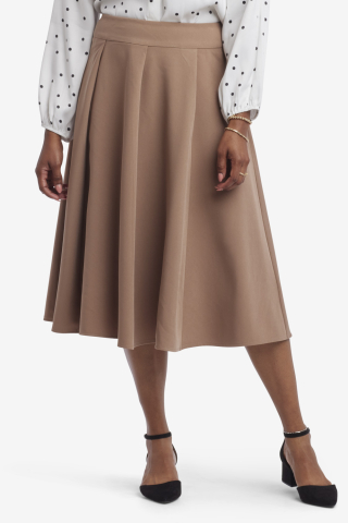 Womens wide waist band navy brown modest skirt