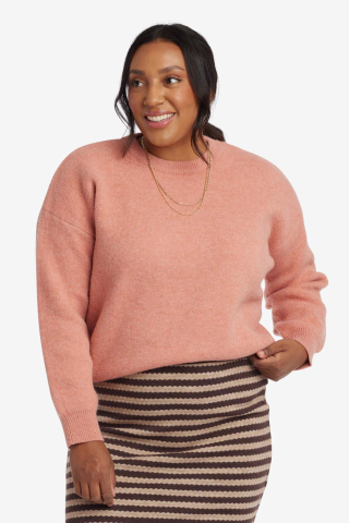 Womens sweater crew new pink modest top