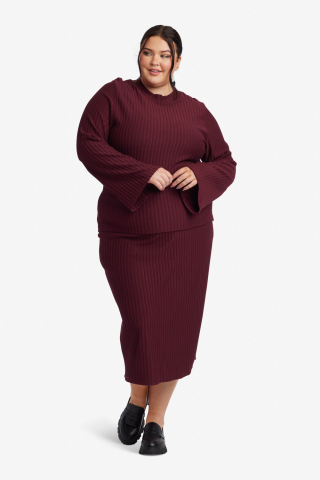 Womens maroon midi modest skirt.