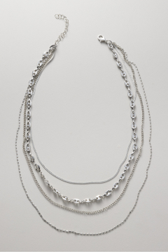 Necklace Silver Four Layer