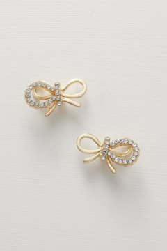 Earring Gold Bows Crystal