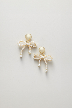 Earring Gold Bows Pearls