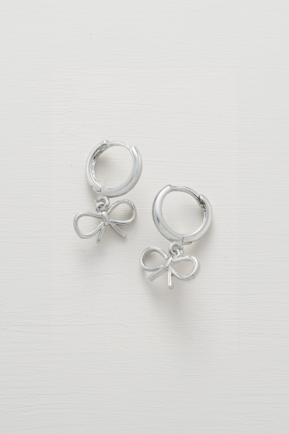 Earring Silver Hoop With Bows