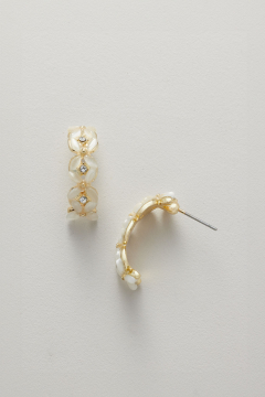 Earring Gold Three Flowers With Stone Center