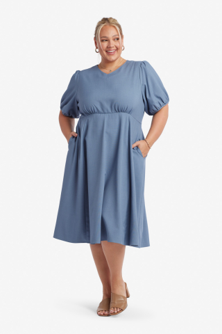 Womens empire waist blue modest dress