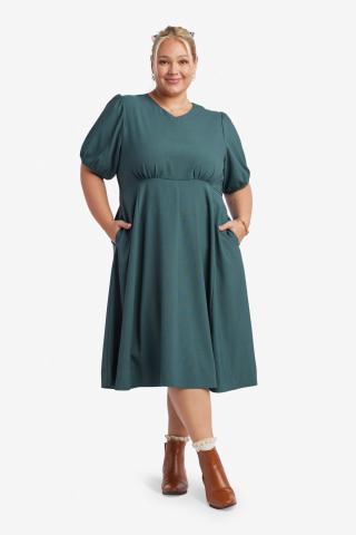 Womens empire waist green modest dress