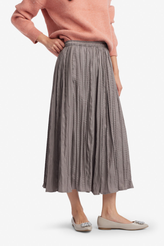 Womens midi pleated gray modest skirt