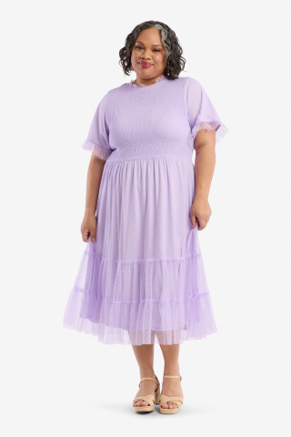 Smocked Lavendar Modest Dress