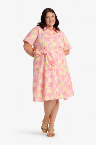 A-Line Modest Dress Pink Floral