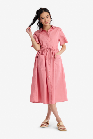 Patch Pocket Modest Dress Pink