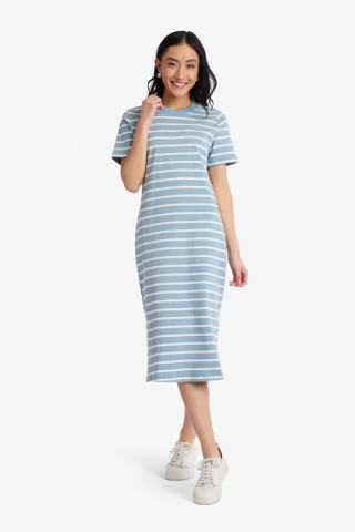 Blue Stripe T Shirt Modest Dress