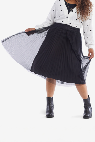 A-line Modest Skirt Tulle Black