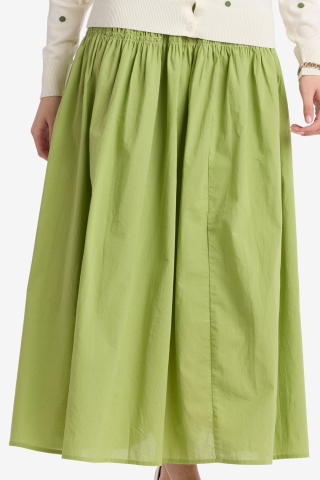 Green Smocked Modest Skirt